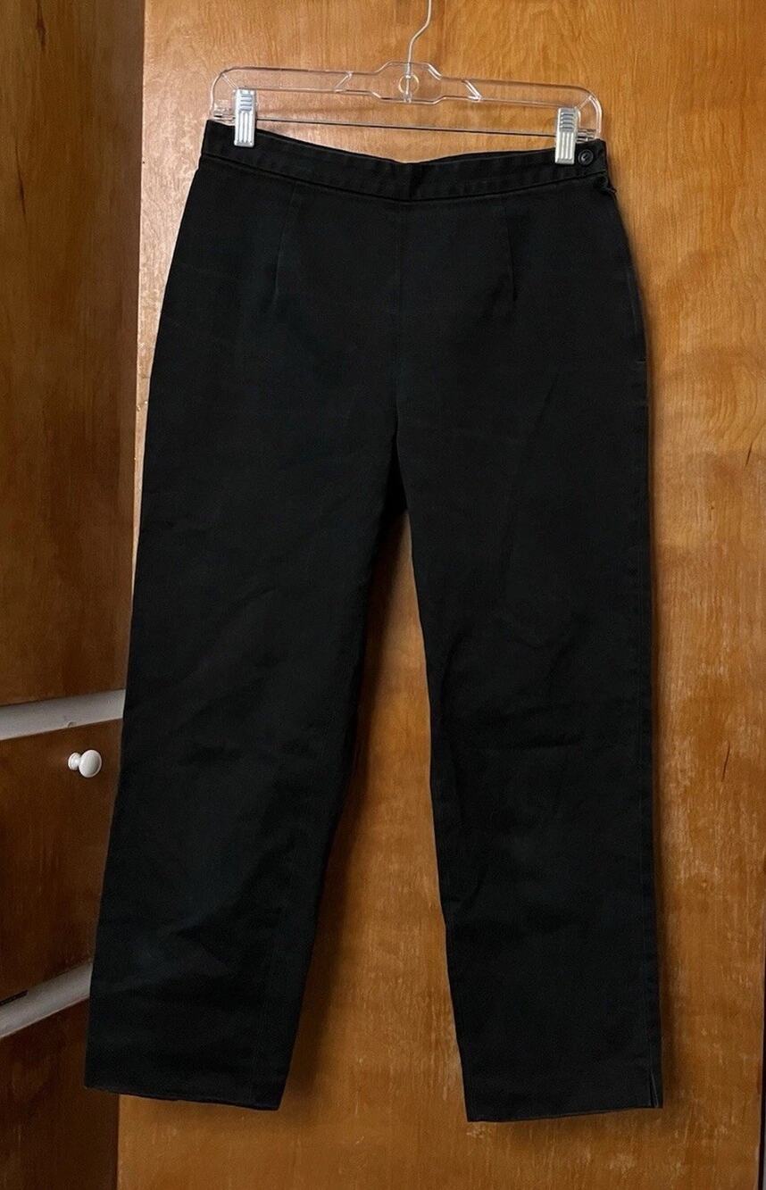 Vintage 80s 90s Comme des Garcons Black Cotton Side Zip Cropped Pants Sz M Capri